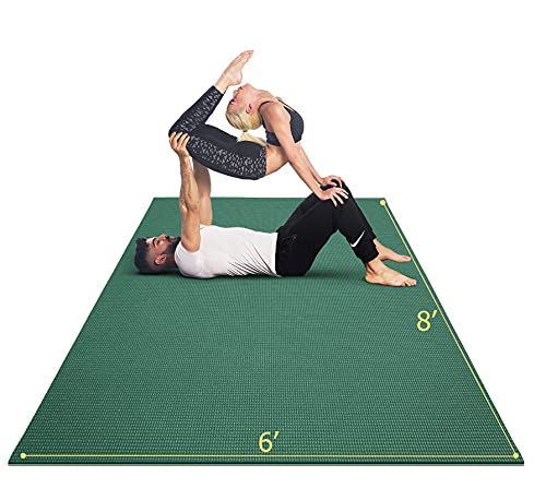 GXMMAT Extra Large Yoga Mat 6��x8��x7mm, Thick Workout Mats for Home Gym Flooring, Non-Slip Quick Resilient Barefoot Exercise Mat- Green