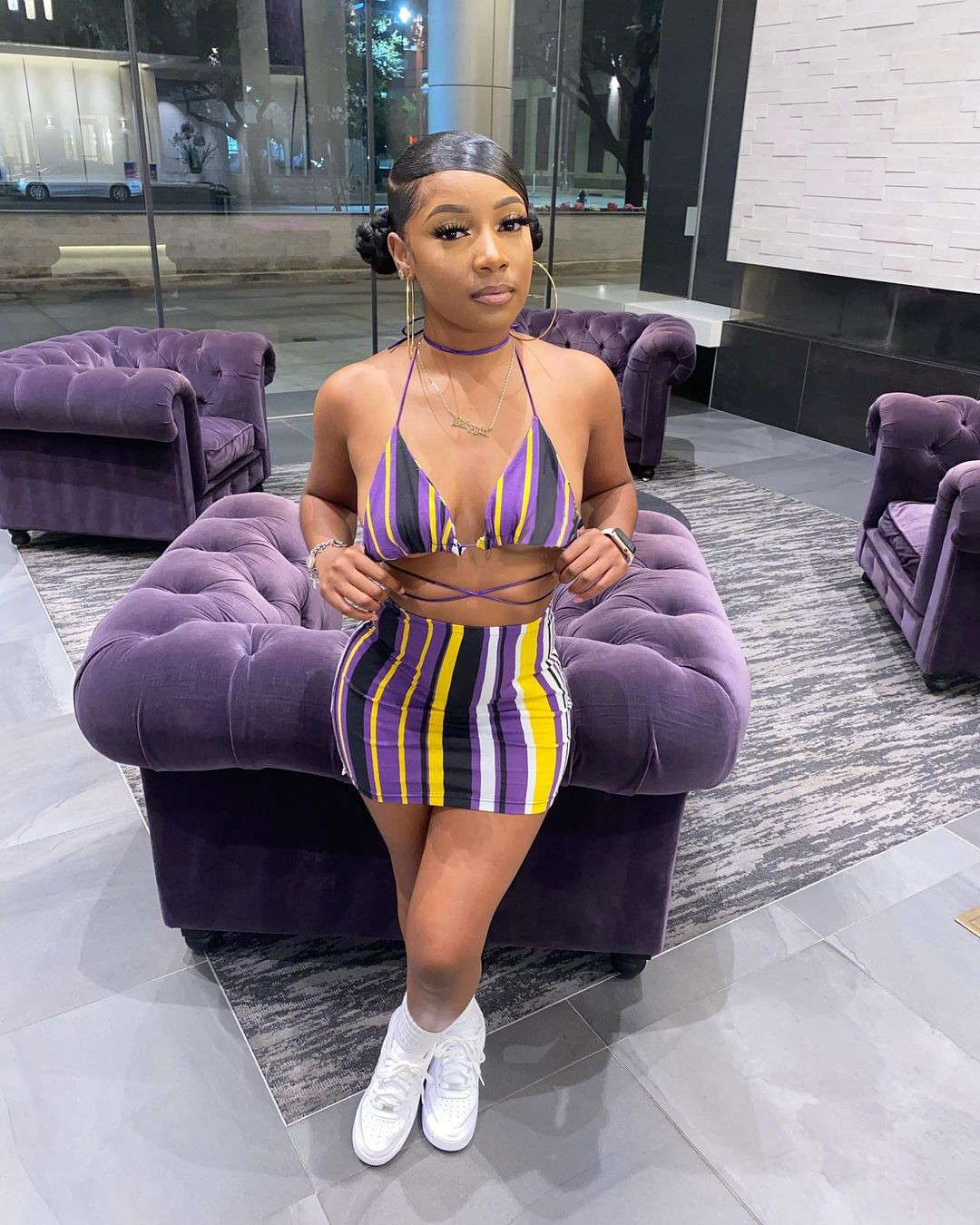 Womens sexy backless dress, purple and gold skirt suit  \nFFZ1101