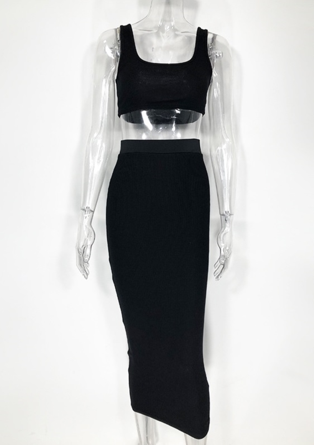 Solid Color Bra Top and Pencil Skirt