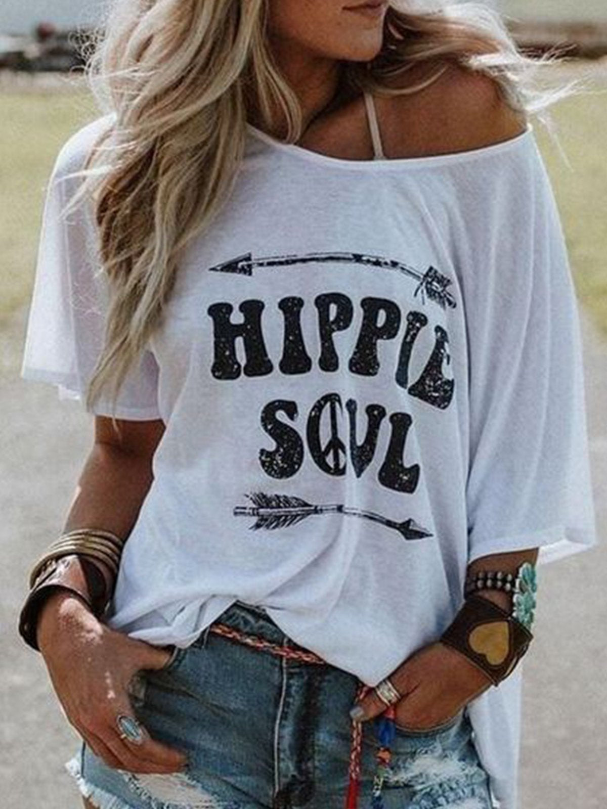 White Short Sleeve Letter Shirts & Tops