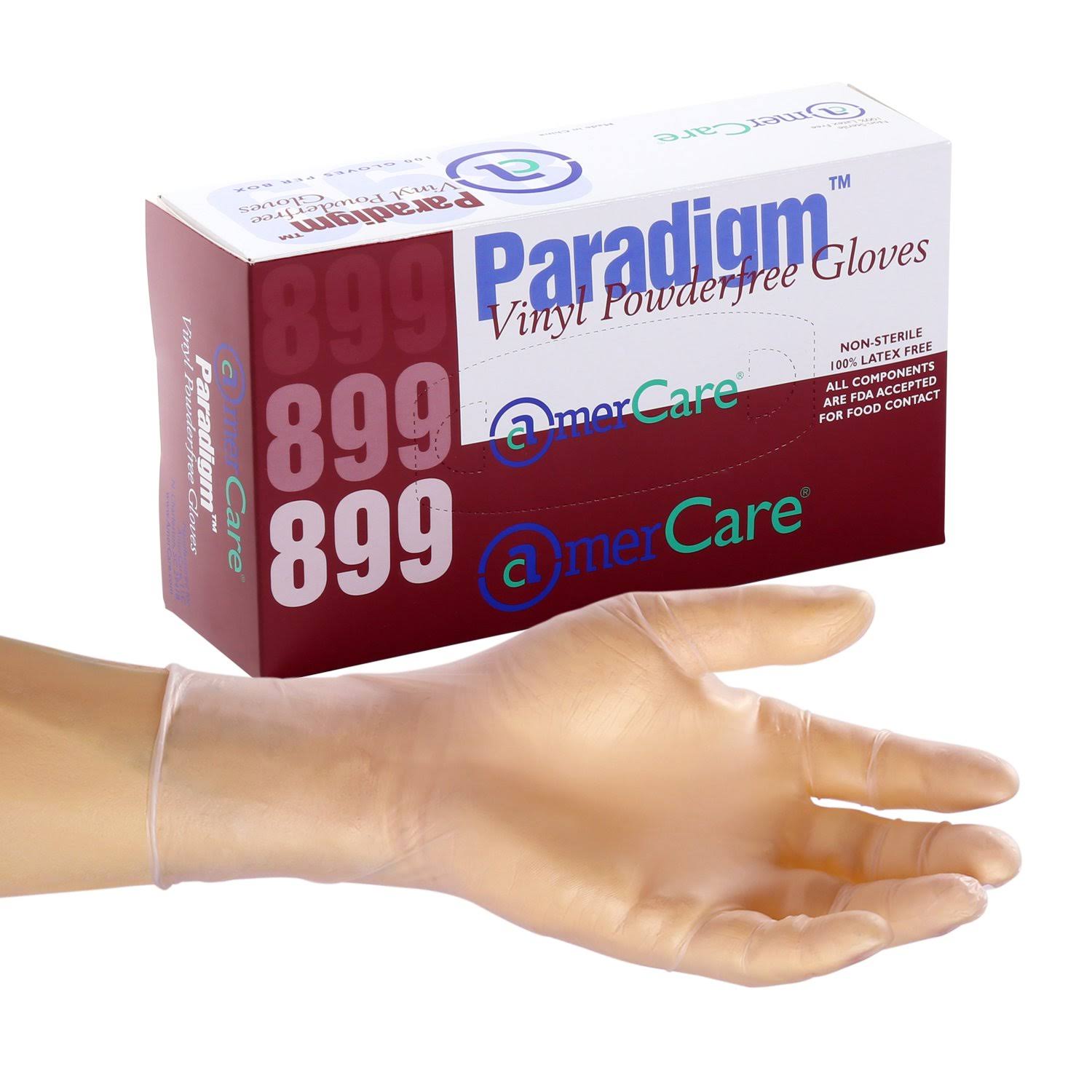 Amercare Paradigm Vinyl Gloves, Powder-Free, Large, Case of 1000