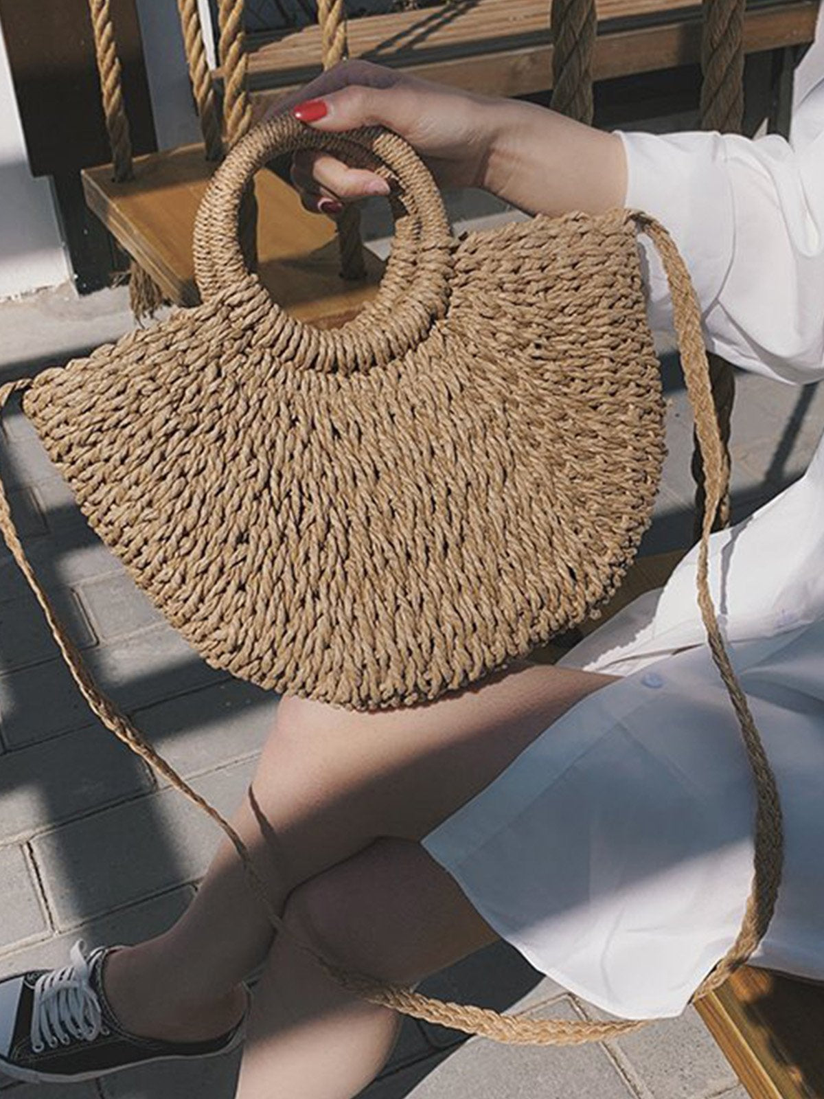 Fashion Straw Crochet Shoulder Bag