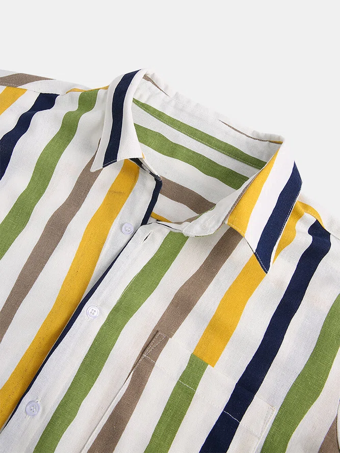 Men's Linen Shirt Collar Casual Shirts