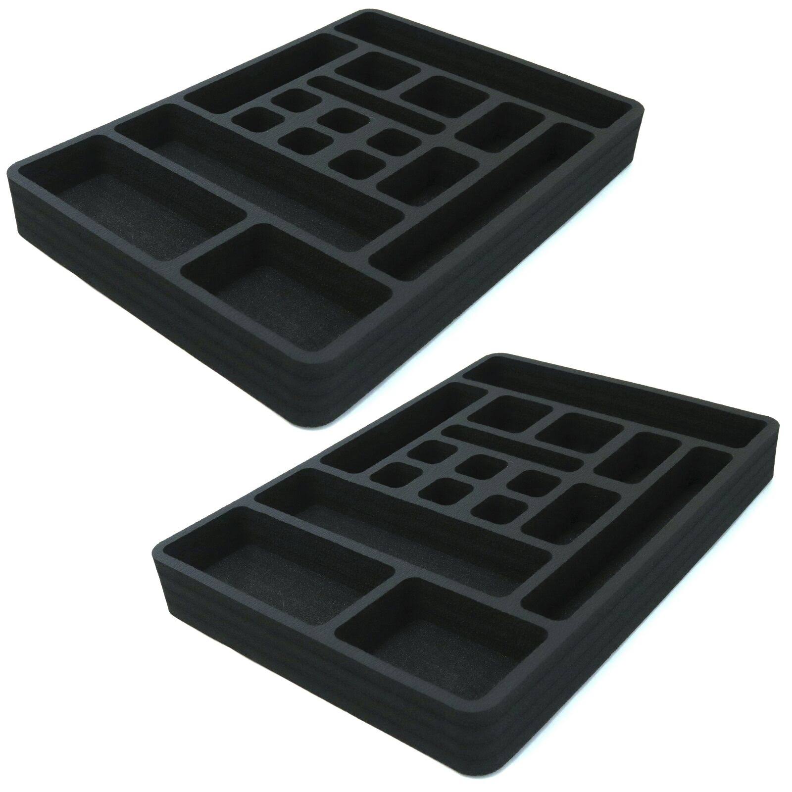 Polar Whale 2 Drawer Organizers for Makeup 12.9x22 x 17.9x22 17 Slot Cosmetics Insert Tray Foam