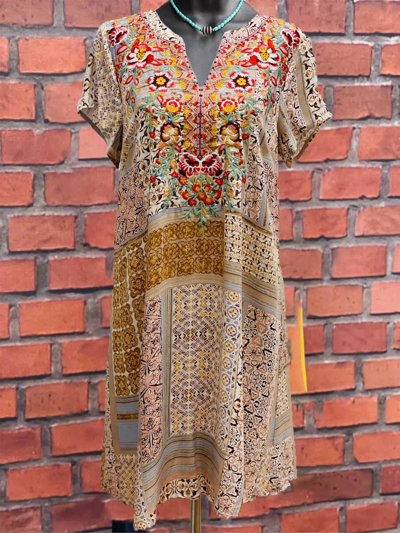 Casual Floral Color-Block Short Sleeve Dresses