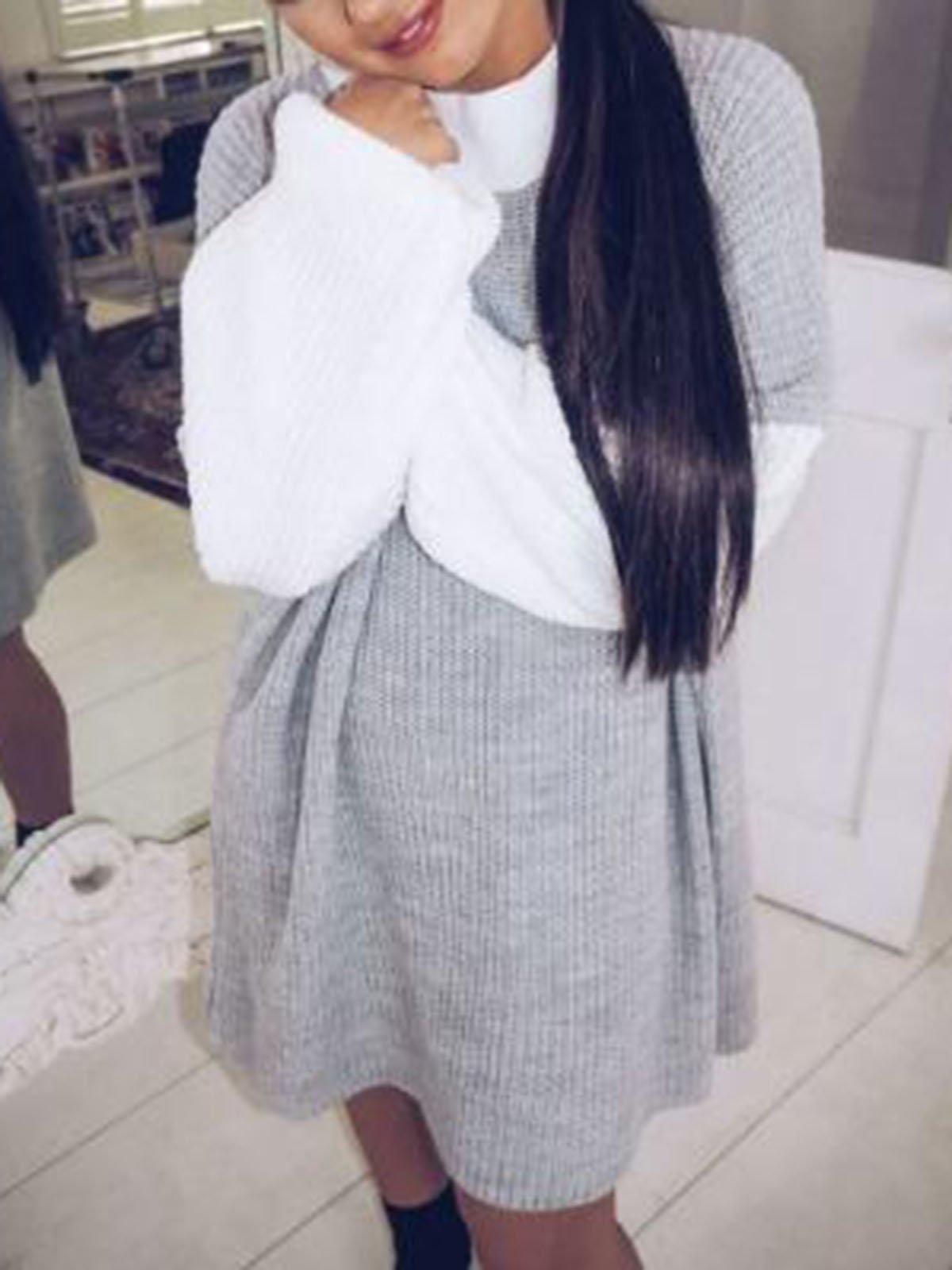 Patchwork Round Neck Loose Casual Dress