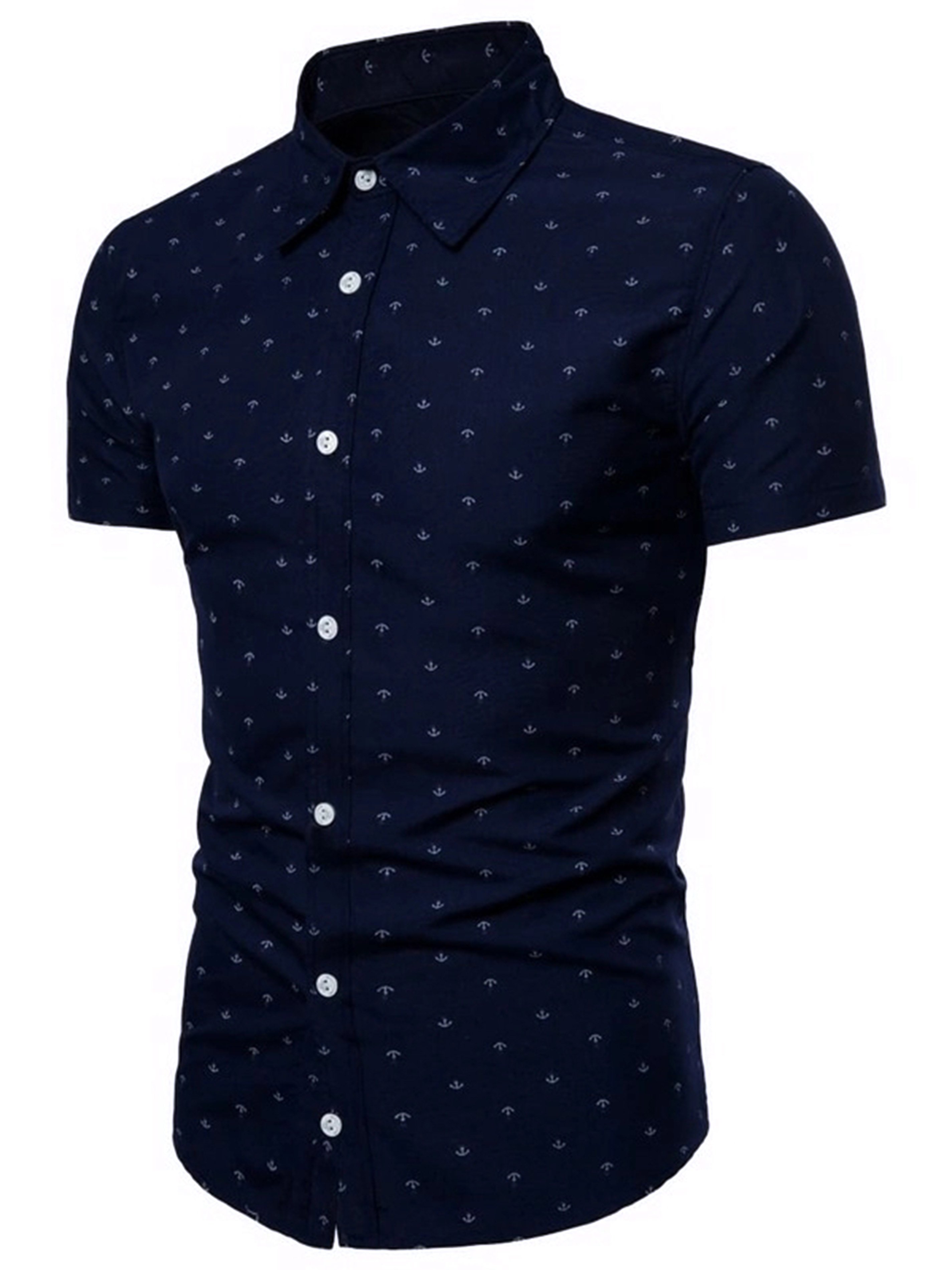 Men's Retro Arrow Print Button Up Short Sleeve Shirt