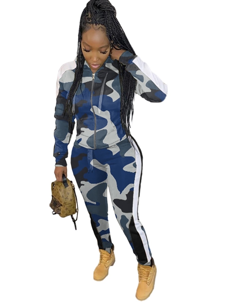 Camou Print Long Sleeve Tracksuit