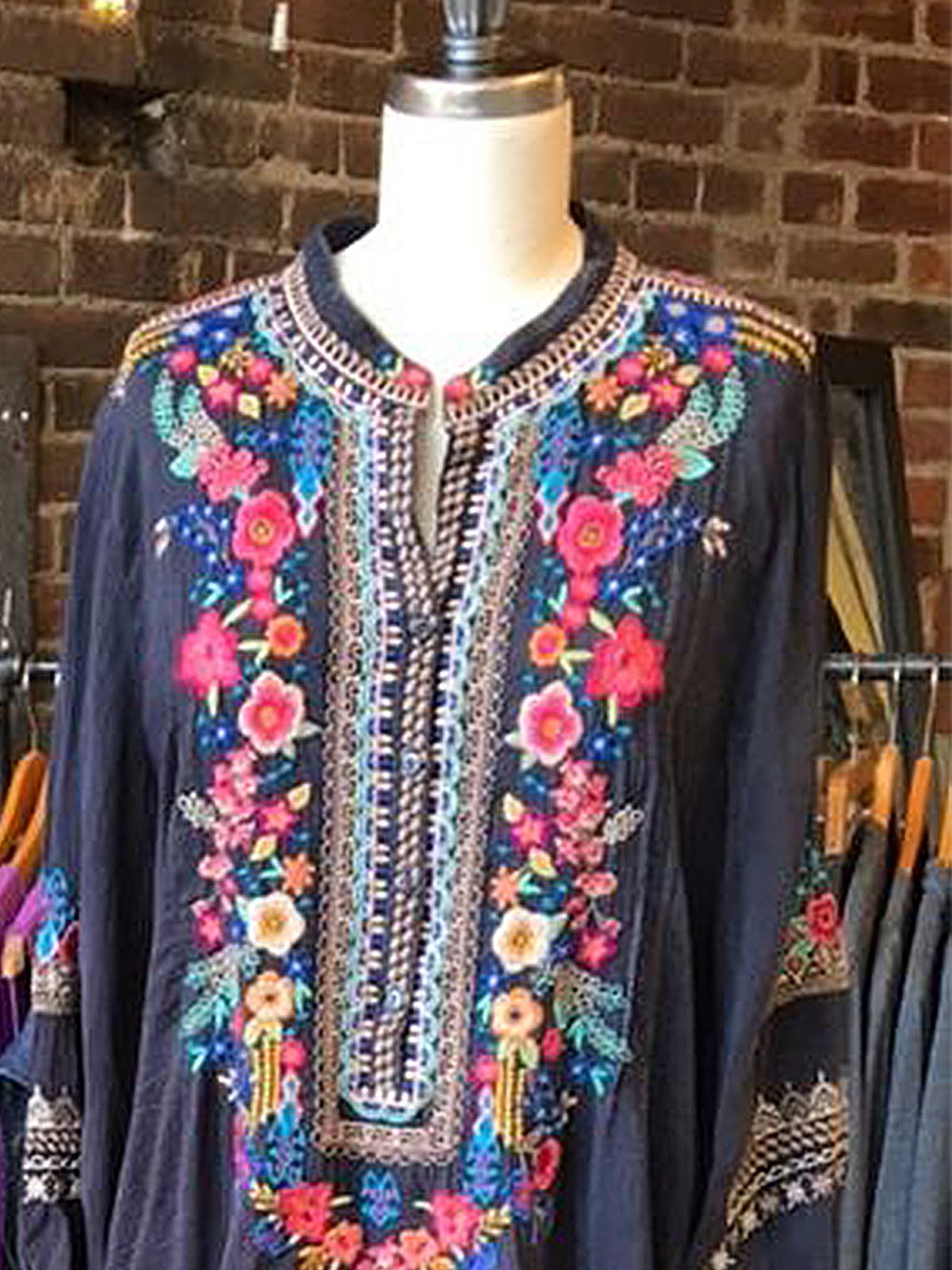 V Neck Vintage 3/4 Sleeve Shift Shirts & Tops