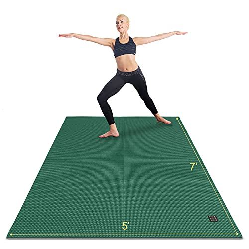 Gxmmat Large Yoga Mat Non-Slip 7��x5��x9mm, Thick Workout Mats for Home Gym Flooring, Extra Wide Exercise Mat for Men and Women- Green