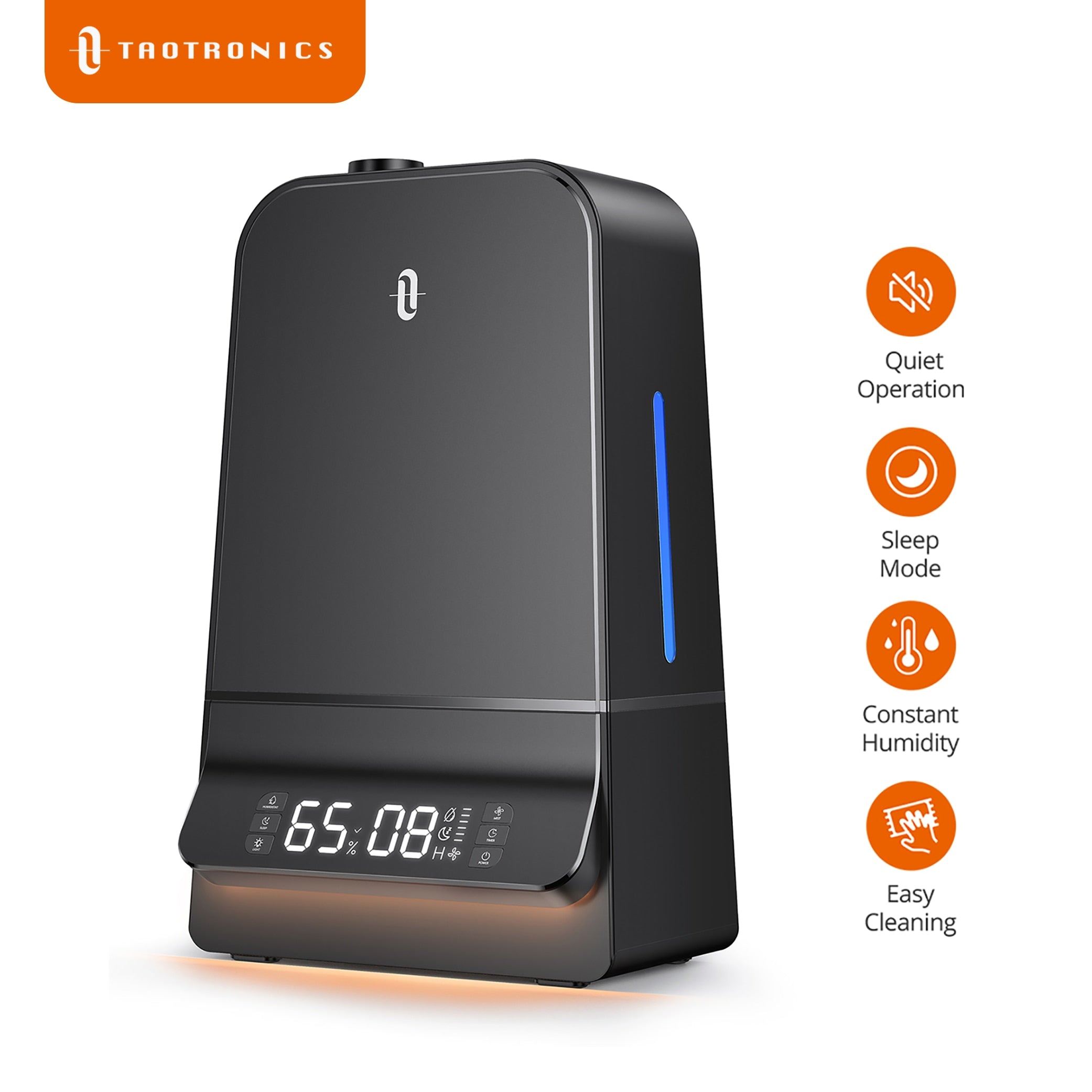 6L Cool Mist Humidistat LED Display Noiseless Automatic 26dB Whisper Quiet Wide Opening for Large Bedroom