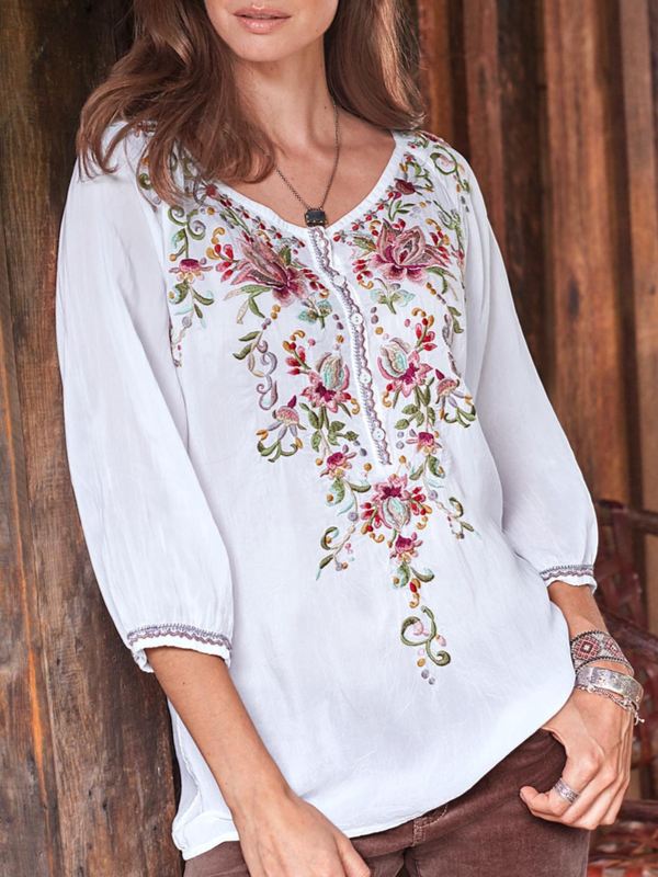 Floral-print Long Sleeve Buttoned Shirts & Tops