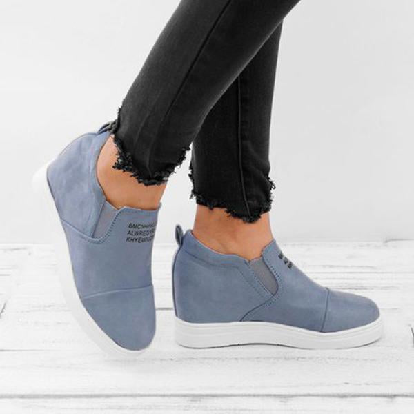 Women Faux Suede Wedge heel Sneakers Slip on Breathable Shoes