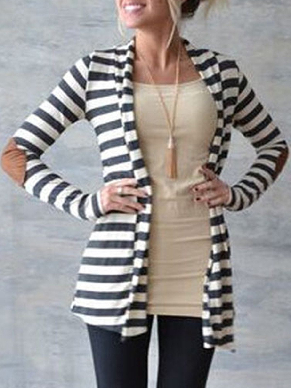 Paneled Long Sleeve Lycra Shawl Collar Cardigan