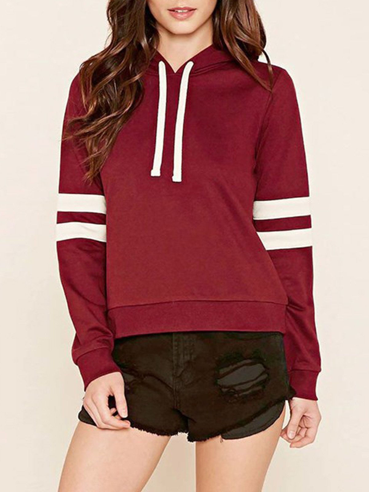 Casual Striped Paneled Cotton Hoodies & Sweatshirt