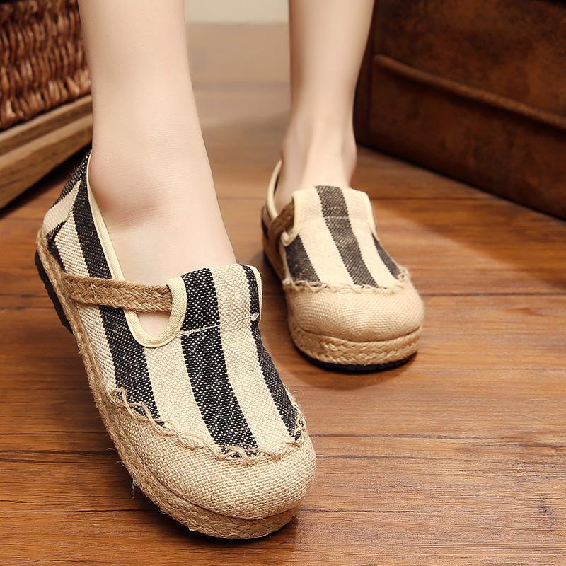 Casual Stripes Women's Slip-On Cotton Loafers