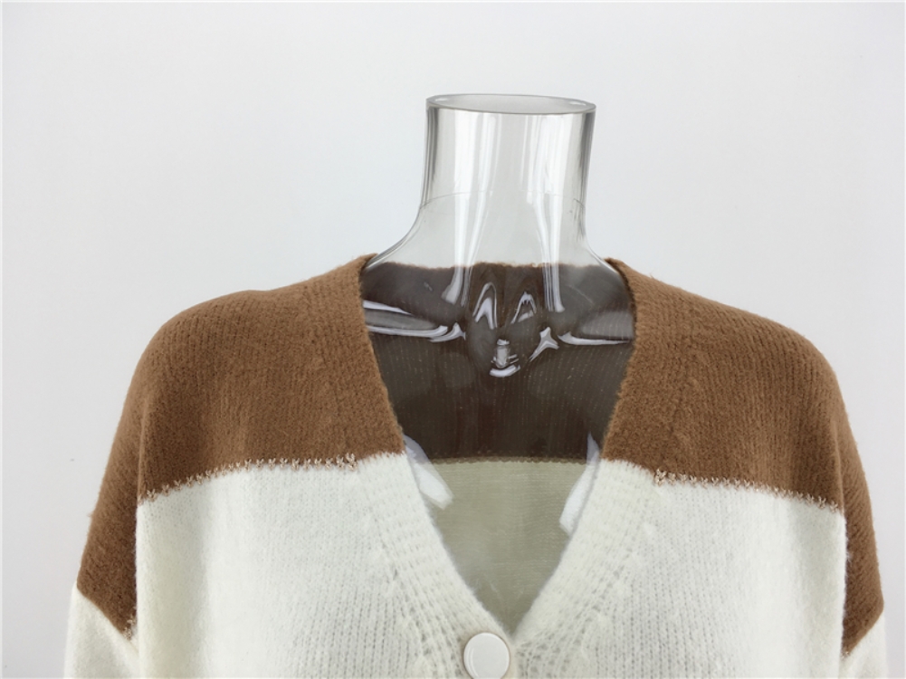 Fall Button Up Contrast Knitted Coat