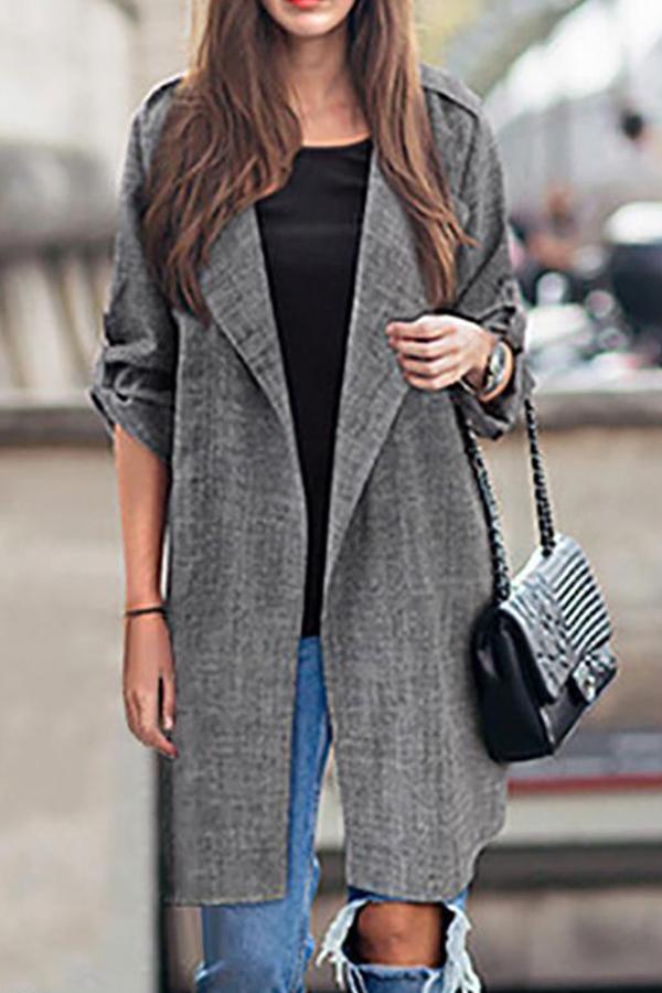 Mid-Length Cardigan Casual Suit Trench Outerwear