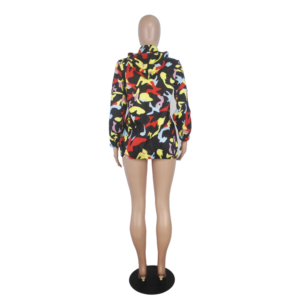 Camou Print Long Sleeve Hoody Jacket