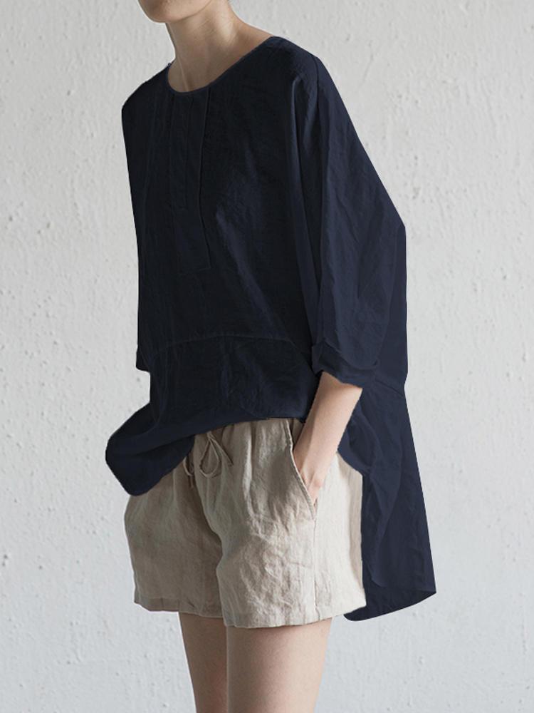 Casual Plain Crew Neck T-Shirts