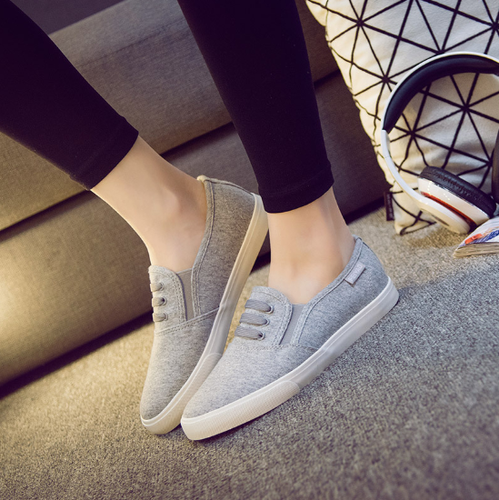 Gray Canvas Spring/Fall Daily Loafers