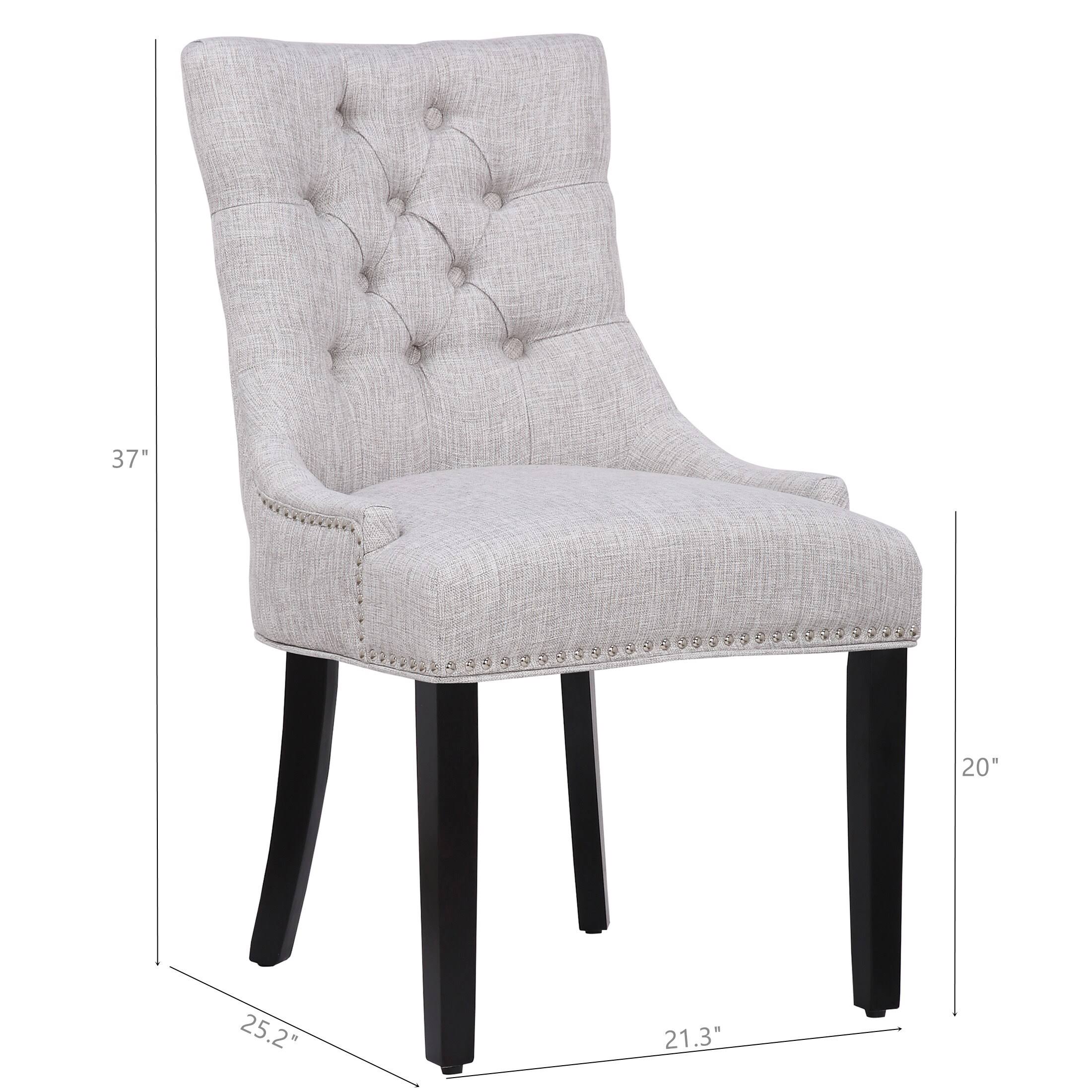 Upholstered Wingback Button Tufted Dining Chair, Set of 2 - Gray