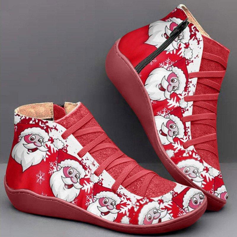 Comfy Christmas Boots Flat Heel Plus Size Party Shoes