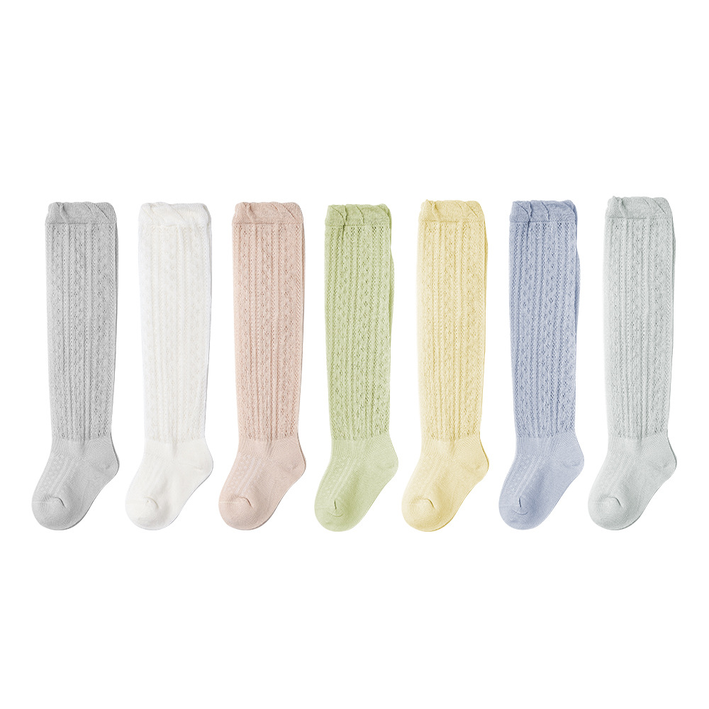 贝比童袜2022过膝防蚊袜夏季薄款可爱网眼袜不勒婴儿长筒袜宝宝袜