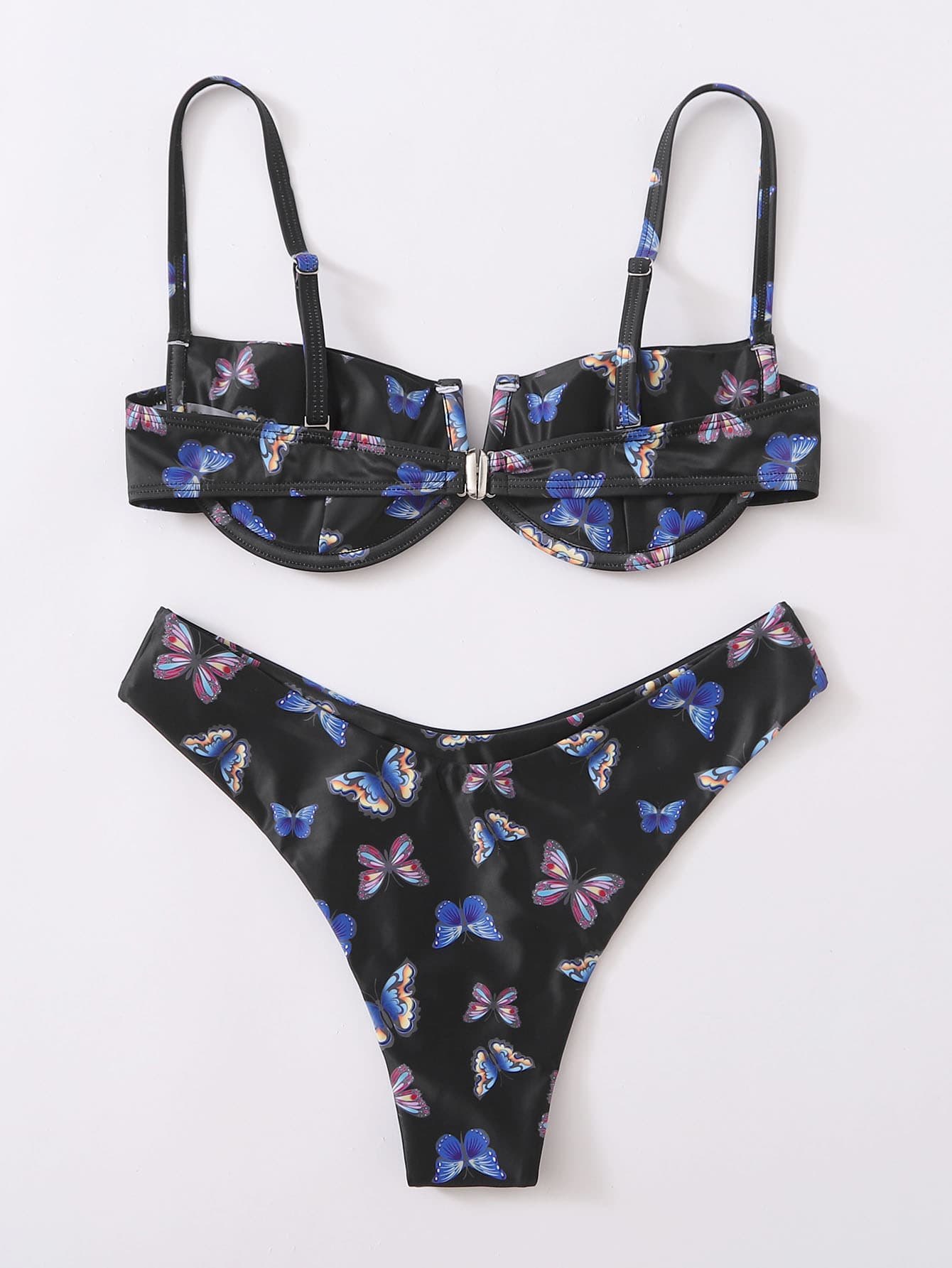 Butterfly Print Notched Underwire Bikini