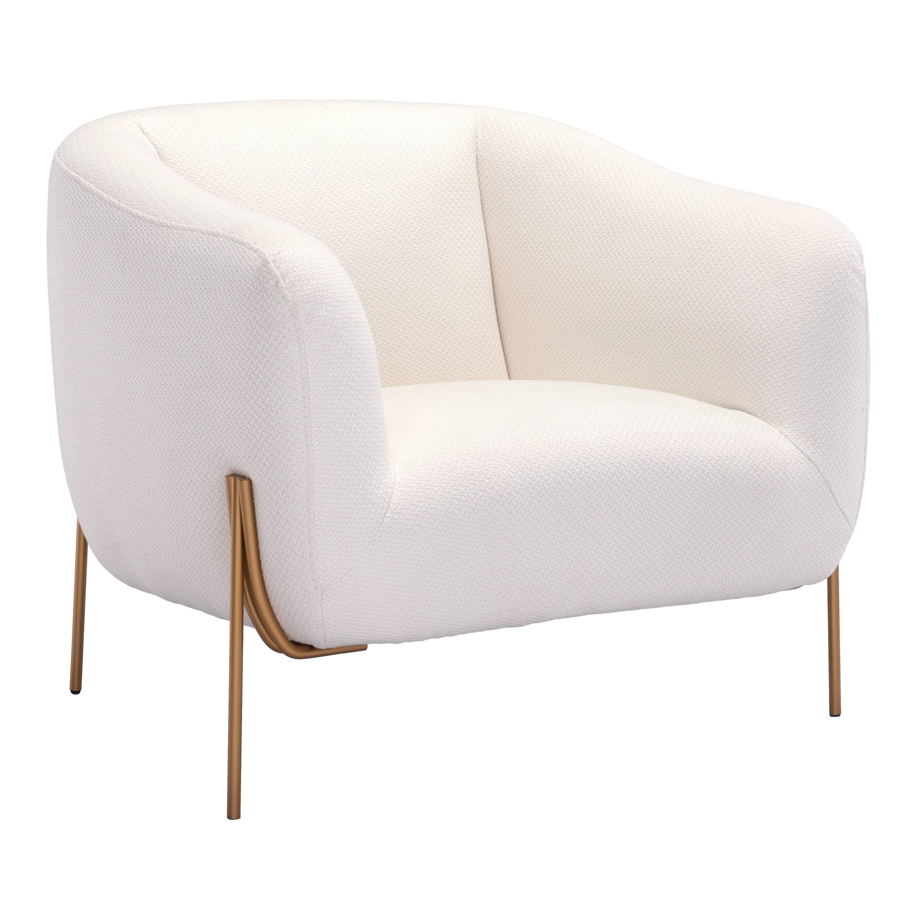 Micaela Arm Chair Ivory Gold Zuo