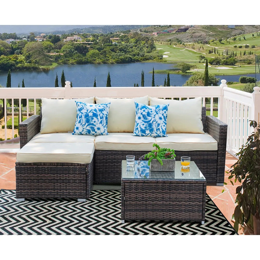 Resin Wicker Outdoor 3-piece Sectional Sofa