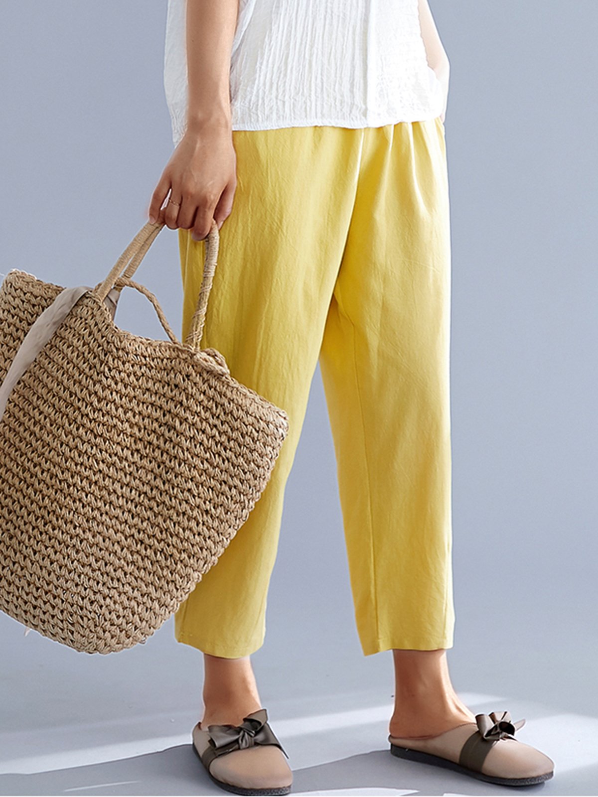 Plus Size Women Plain Casual Pants