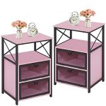 VECELO Modern Night Stand, End Side Table with Storage Space and Door/Set of 2