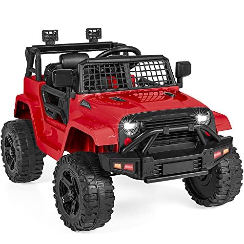 12V Kids Ride On Truck Car w/Parent Remote Control, Spring Suspension, LED Lights, AUX Port �C Red