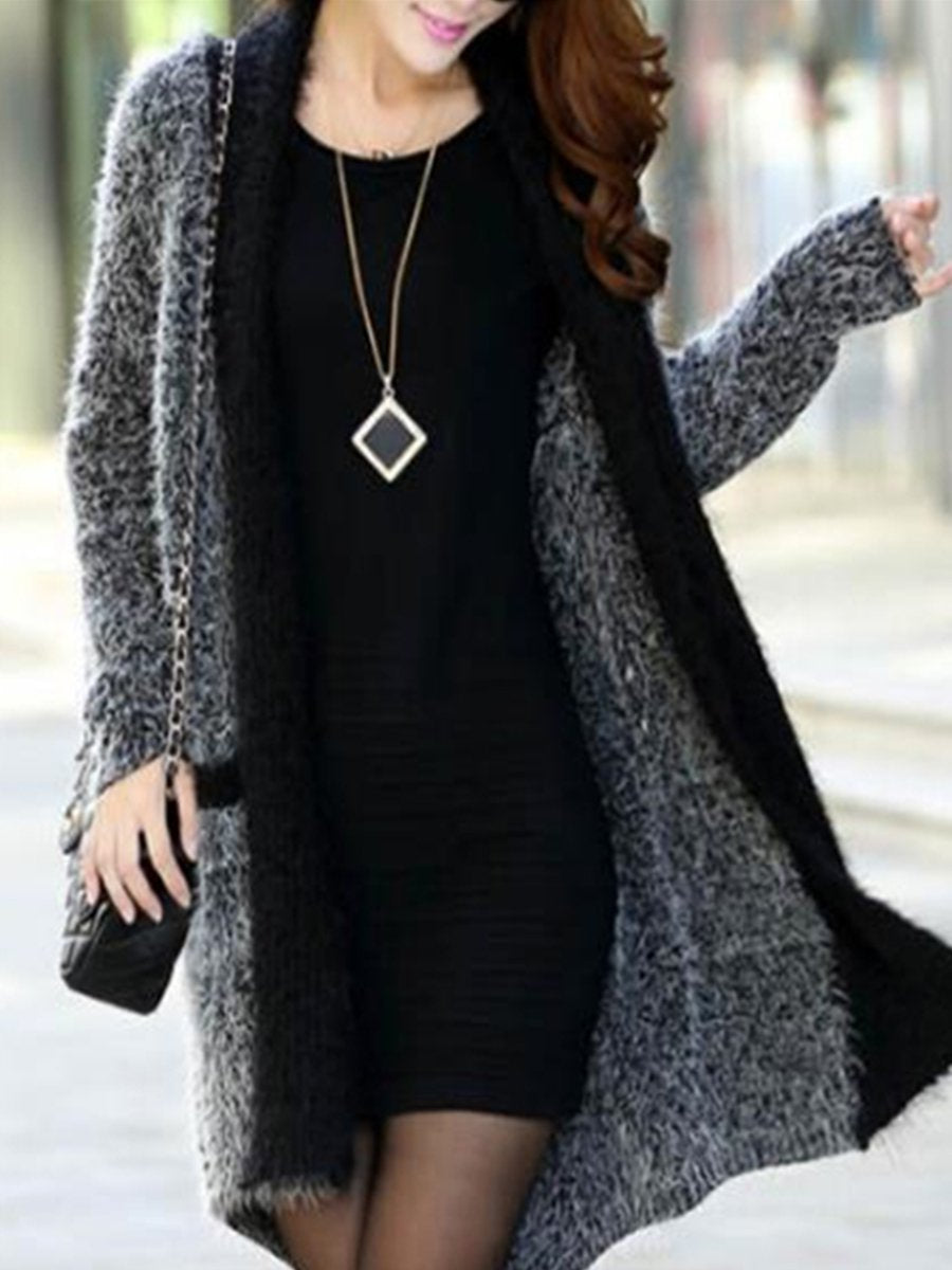 Elegant Fashion Slim Plain Long Sleeve Long Cardigan