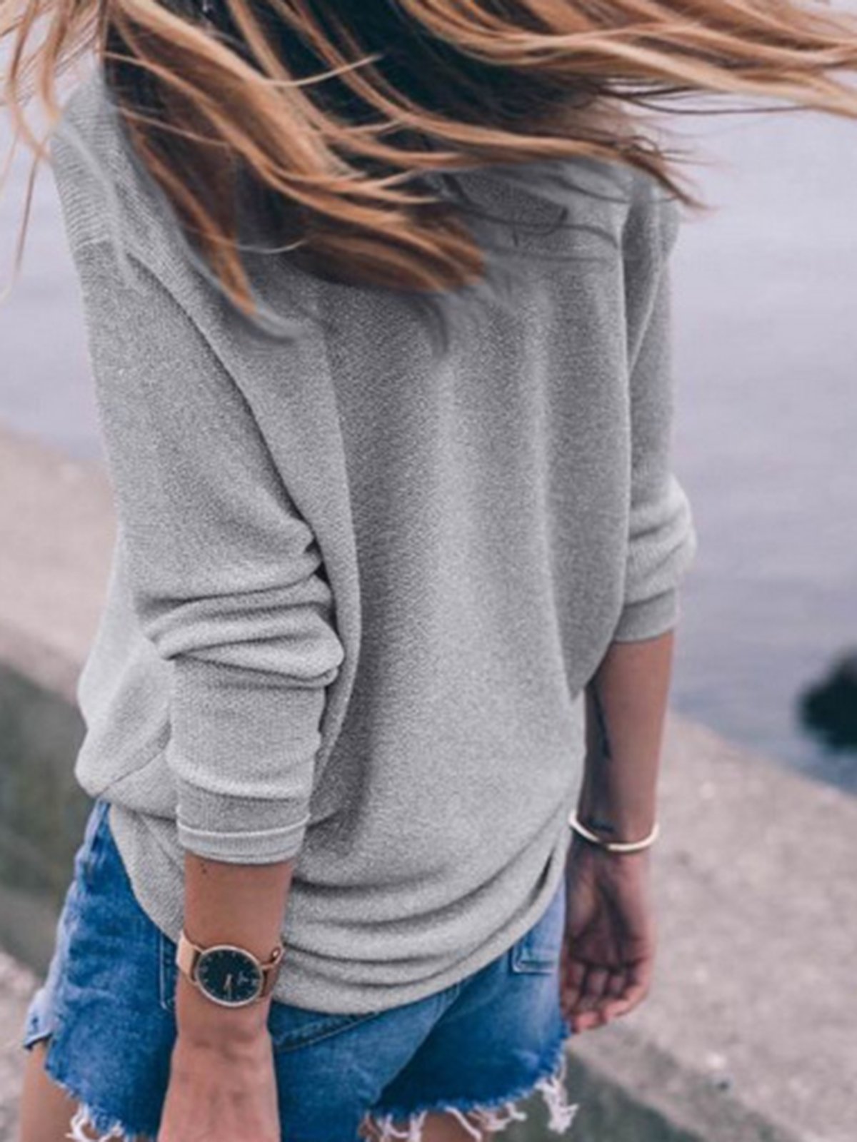 V Neck Basic Long Sleeve Solid Sweater