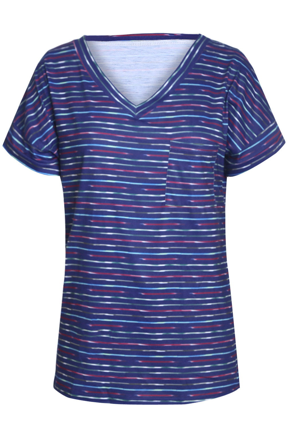 Blue Get The Party Started Striped Pocket Tee