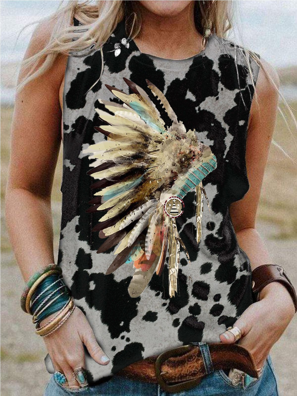 Cotton-Blend Printed Shirts & Tops