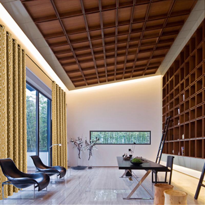 Antique Bronze Grommet Rhomboid Jacquard Curtain Dust-proof Two-Toned Damask Diamond with Blackout Lined NINA