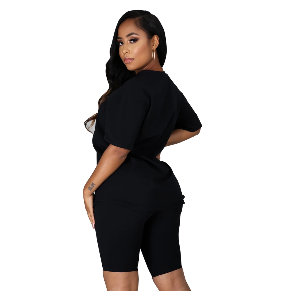 Summer Casual Print Shirt and Plain Shorts Set