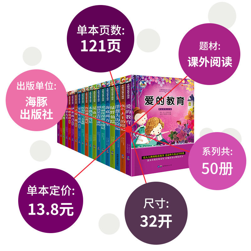 世界图书名著昆虫记绿野仙踪木偶奇遇记儿童书籍彩图注音版50册