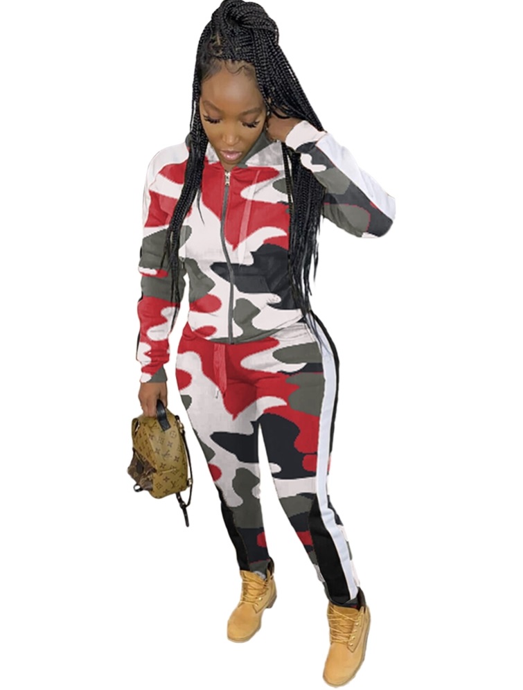Camou Print Long Sleeve Tracksuit