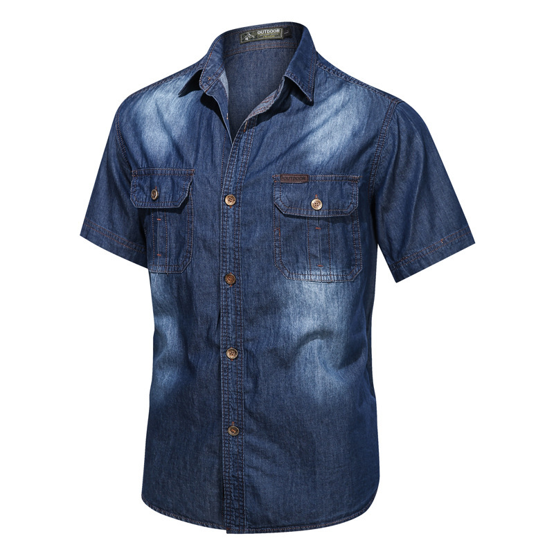 2021 Cross-Border spring and autumn mens clothin workwear short sleeve shirt men's large size new casual shirt men's shirt