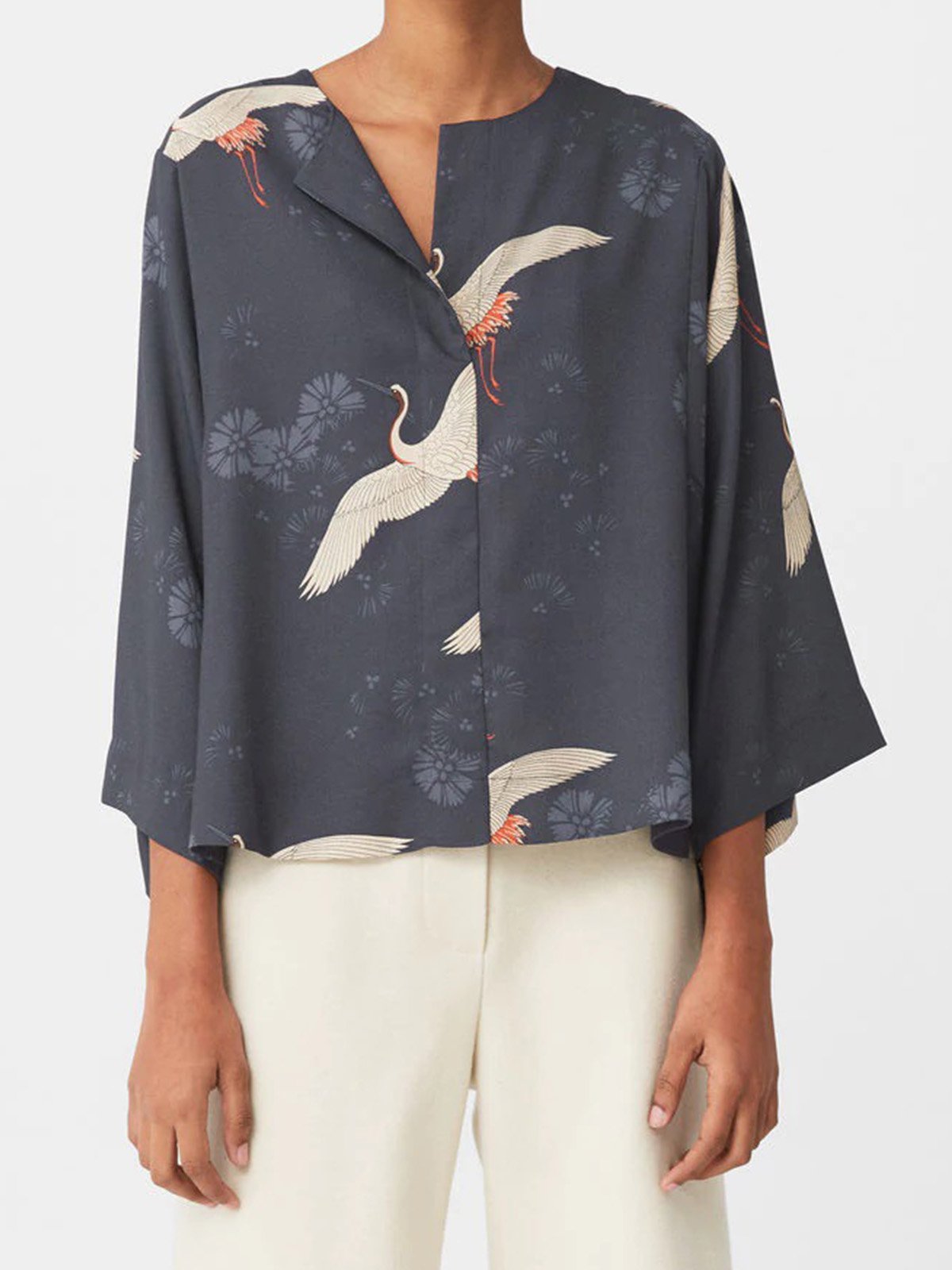 Women Casual Printed Tops Tunic Blouse Shirt