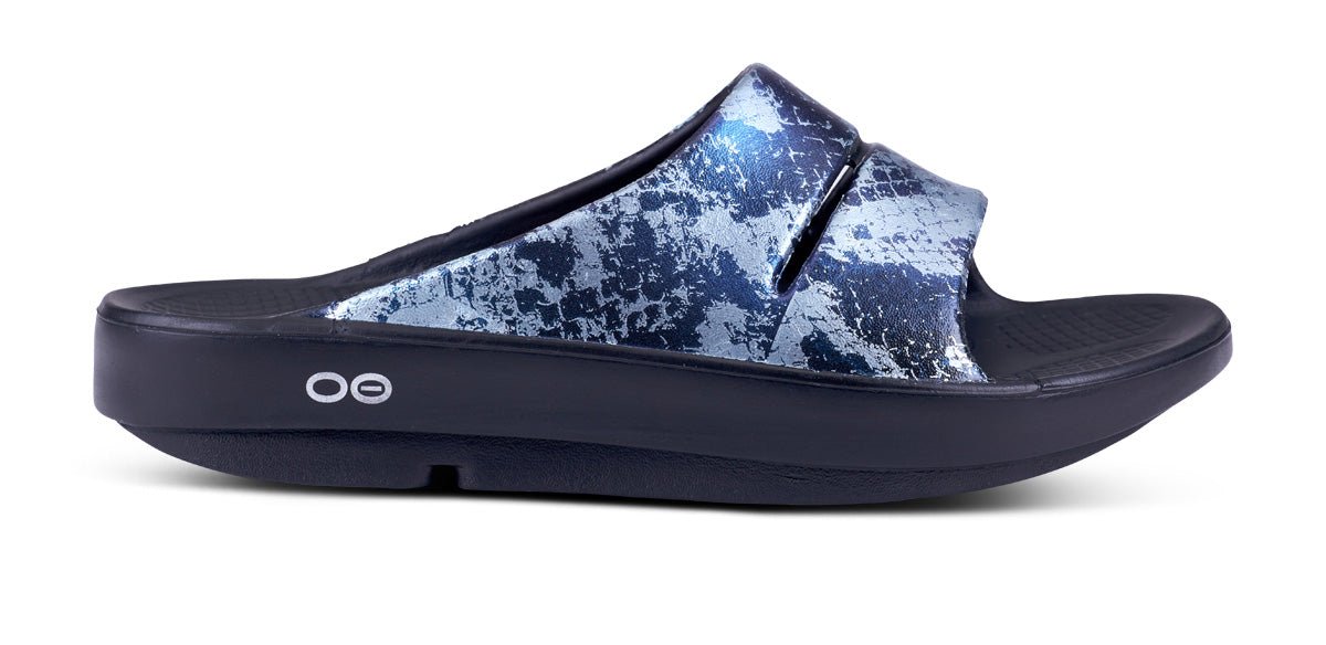 Women's OOahh Luxe Slide Sandal - Metallic Blue Snake (SALE)