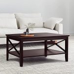 Espresso Wood Coffee Table with Storage for Living Room / 40 inches