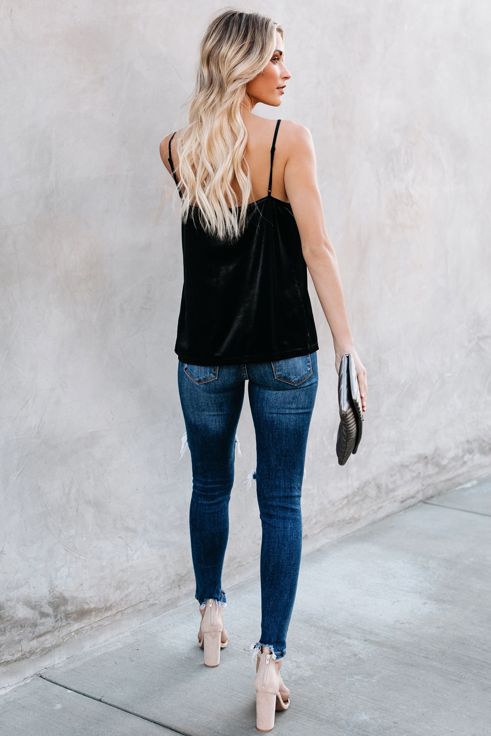 Black Whimsical Velvet Cami Tank