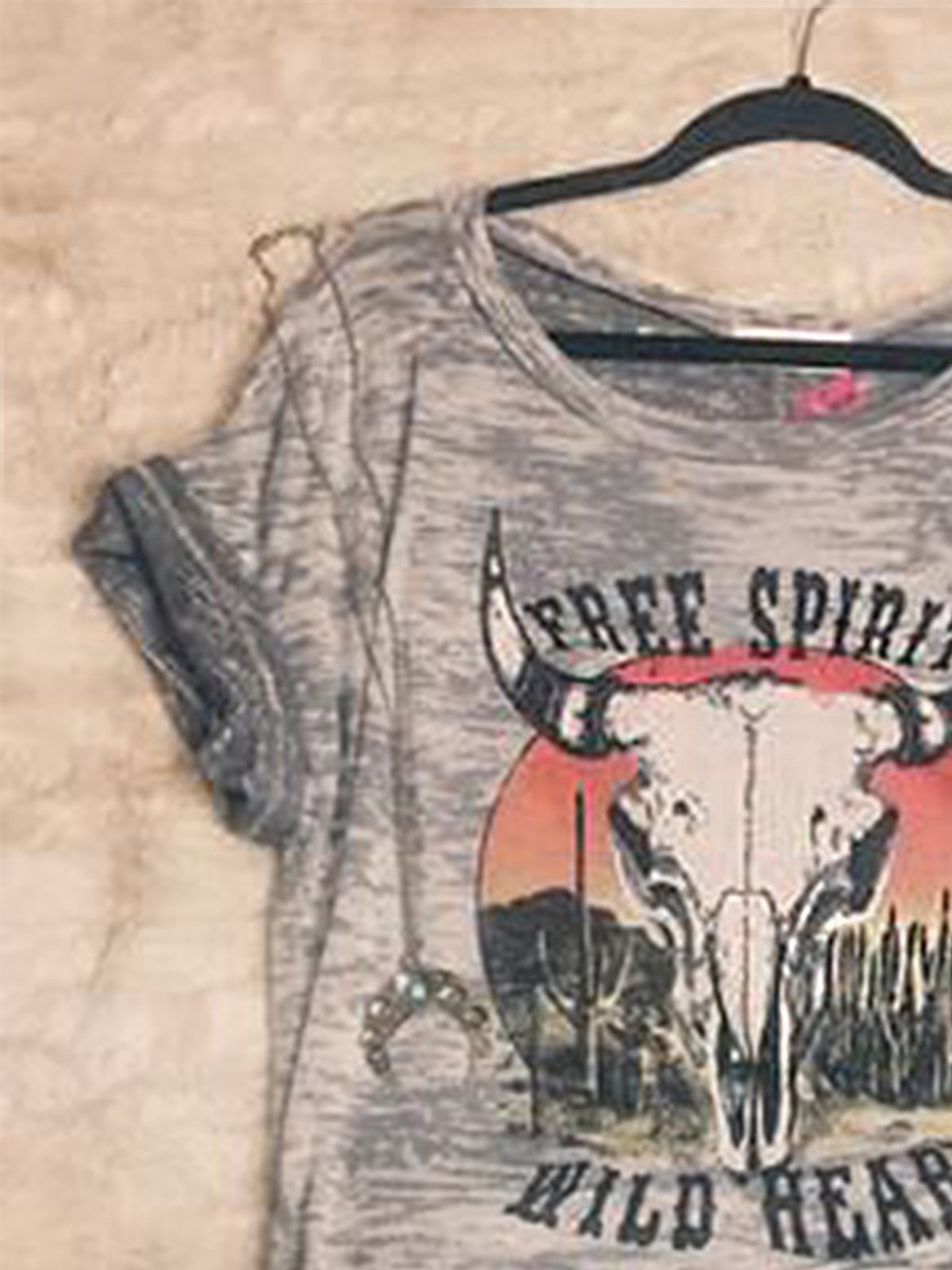 Gray Shift Crew Neck Short Sleeve Printed Shirts & Tops