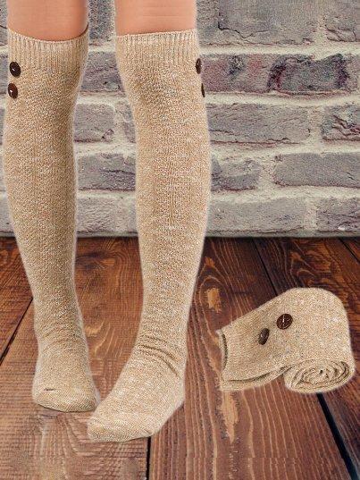 Wool Blend Stockings Female Amazon Student High Socks Buttons Decorative Knit Long Socks
