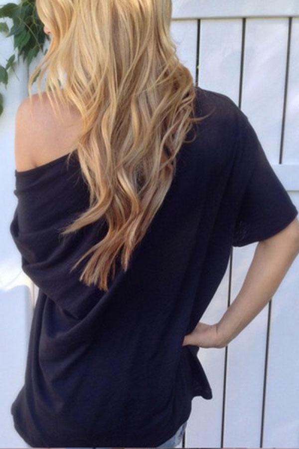 One Shoulder Plain T-Shirts